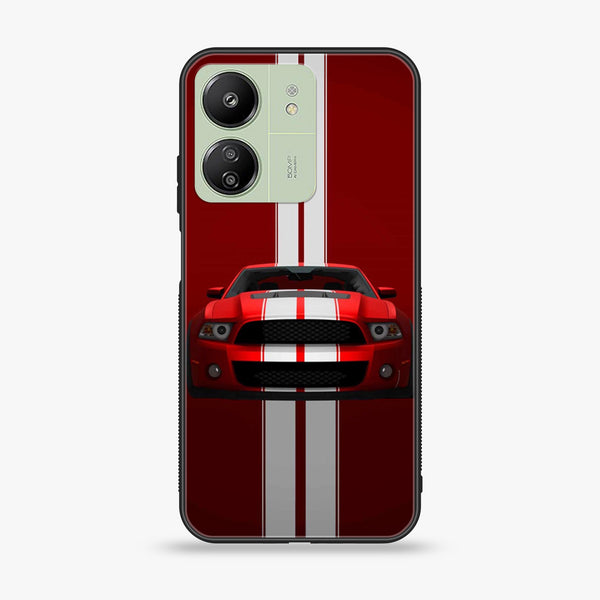 Xiaomi Redmi 13C - Red Mustang - Premium Printed Glass soft Bumper Shock Proof Case