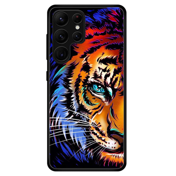 Samsung Galaxy S23 Ultra - Tiger Art - Premium Printed Glass soft Bumper Shock Proof Case