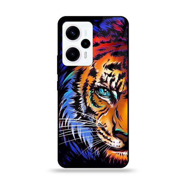 Xiaomi Poco F5 - Tiger Art - Premium Printed Glass soft Bumper Shock Proof Case