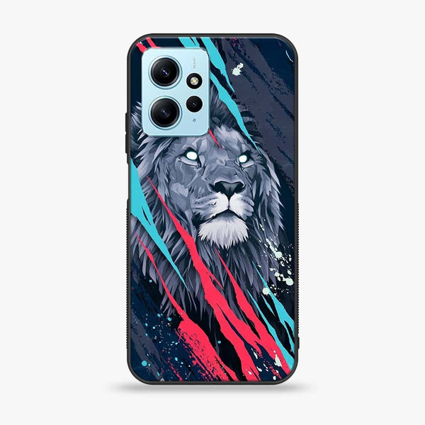 Xiaomi Redmi Note 12 - Abstract Animated Lion - Premium Printed Glass soft Bumper Shock Proof Case