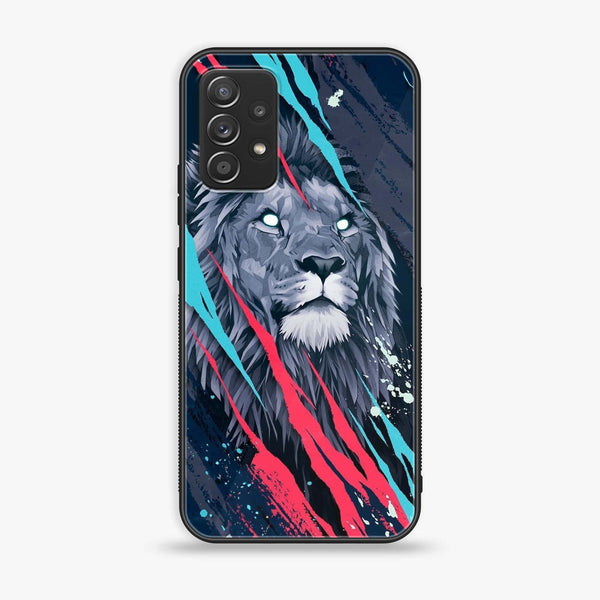 Samsung Galaxy A32 - Abstract Animated Lion - Premium Printed Glass soft Bumper Shock Proof Case CS-4985