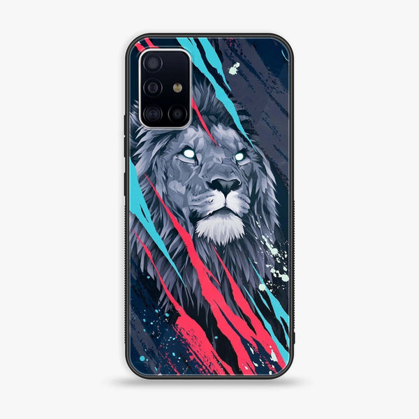 Samsung Galaxy A71 - Abstract Animated Lion - Premium Printed Glass soft Bumper Shock Proof Case