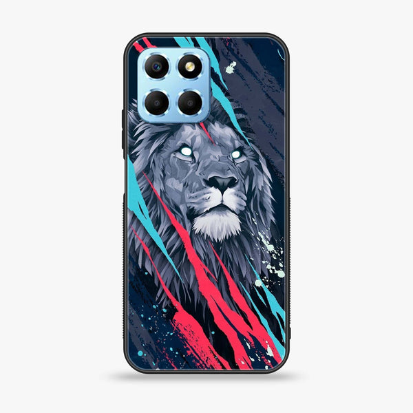 Honor X6 - Abstract Animated Lion - Premium Printed Glass soft Bumper Shock Proof Case