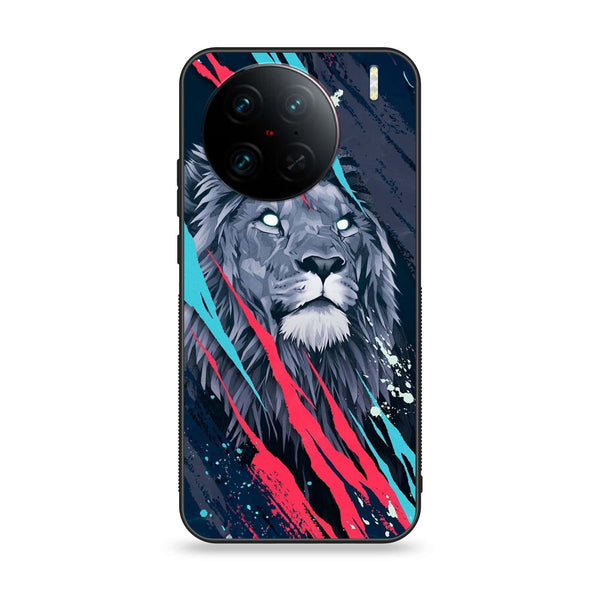 Vivo X90 Pro - Abstract Animated Lion - Premium Printed Glass soft Bumper Shock Proof Case