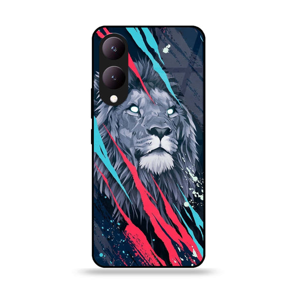 Vivo Y17S - Abstract Animated Lion  - Premium Printed Glass soft Bumper shock Proof Case
