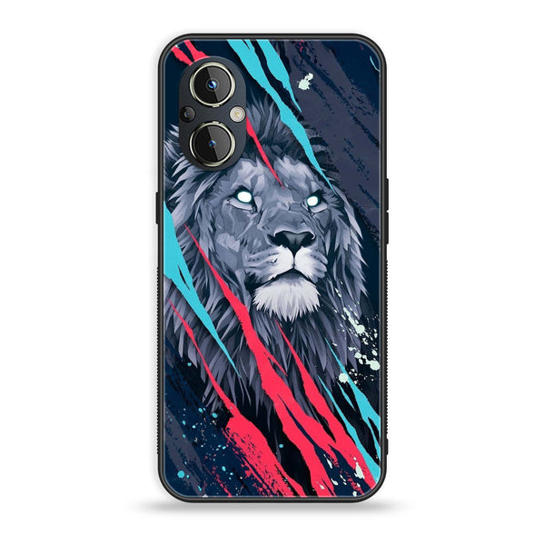 OnePlus Nord N20 5G - Abstract Animated Lion - Premium Printed Glass soft Bumper Shock Proof Case