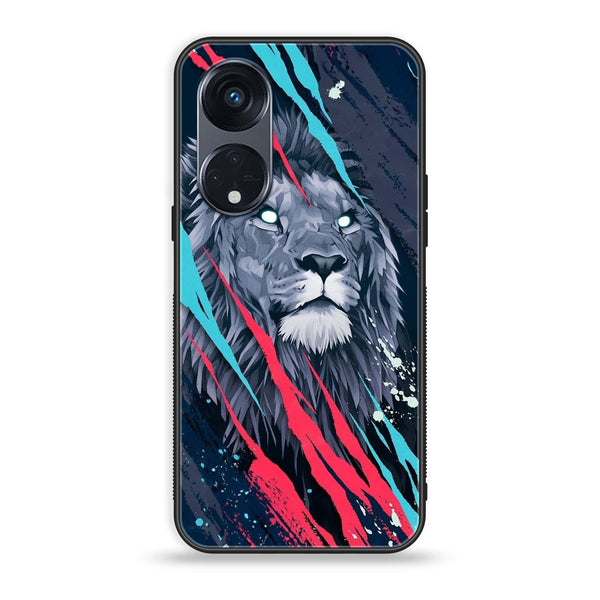 OPPO Reno 8T 5G - Abstract Animated Lion - Premium Printed Glass soft Bumper Shock Proof Case