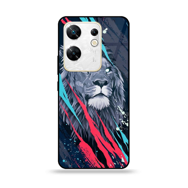 Infinix Zero 30 4G - Abstract Animated Lion - Premium Printed Glass soft Bumper Shock Proof Case