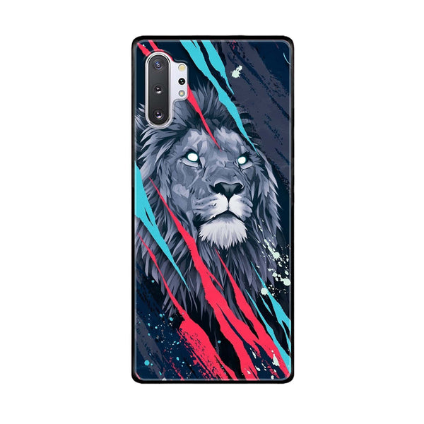 Samsung Galaxy Note 10 Plus - Abstract Animated Lion - Premium Printed Glass soft Bumper Shock Proof Case