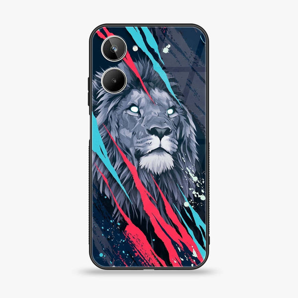 Realme 10 4G - Abstract Animated Lion - Premium Printed Glass soft Bumper Shock Proof Case