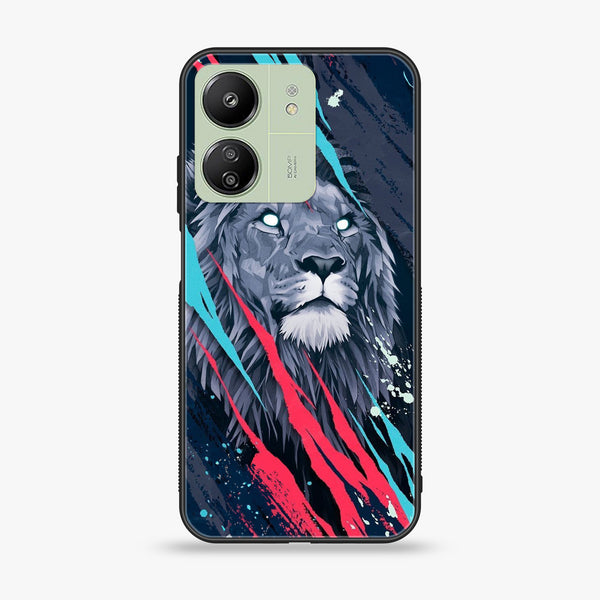 Xiaomi Redmi 13C - Abstract Animated Lion - Premium Printed Glass soft Bumper Shock Proof Case