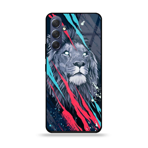 Samsung Galaxy M54 - Abstract Animated Lion - Premium Printed Glass soft Bumper Shock Proof Case