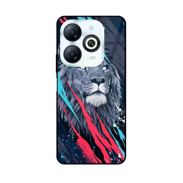 Infinix Smart 8 - Abstract Animated Lion - Premium Printed Glass soft Bumper Shock Proof Case