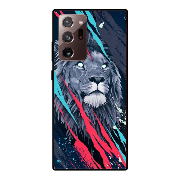 Samsung Galaxy Note 20 Ultra - Abstract Animated Lion - Premium Printed Glass soft Bumper Shock Proof Case