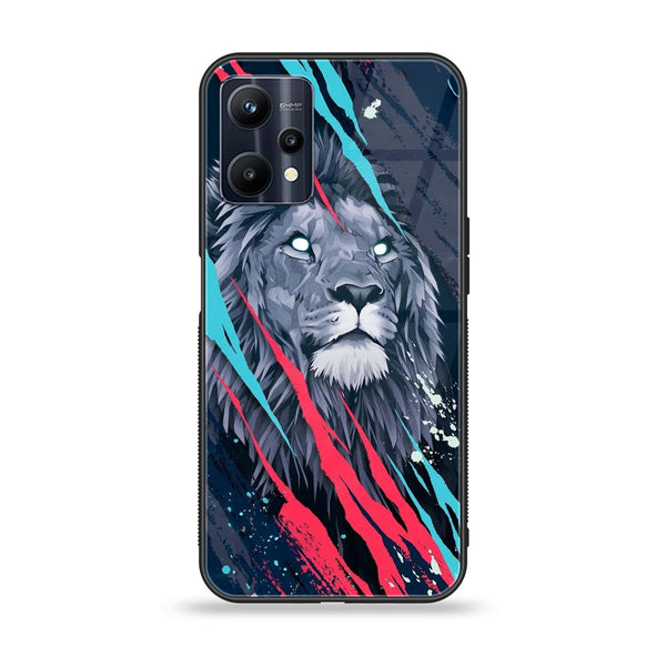 Realme V25 - Abstract Animated Lion - Premium Printed Glass soft Bumper Shock Proof Case