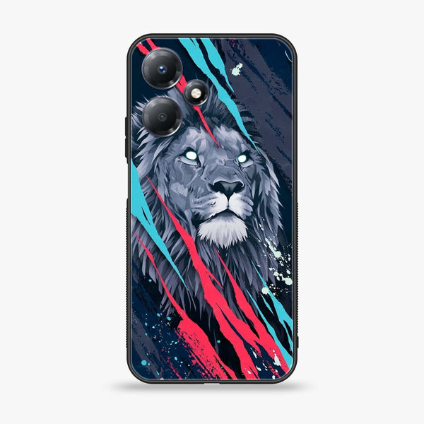 Infinix Hot 30i - Abstract Animated Lion - Premium Printed Glass soft Bumper Shock Proof Case