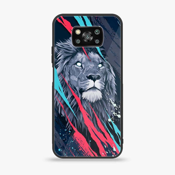 Xiaomi Poco X3 - Abstract Animated Lion - Premium Printed Glass soft Bumper Shock Proof Case