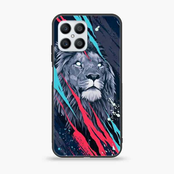 Huawei Honor X8 4G - Abstract Animated Lion - Premium Printed Glass soft Bumper Shock Proof Case