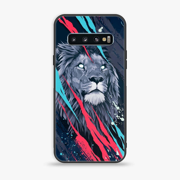 Samsung Galaxy S10 - Abstract Animated Lion - Premium Printed Glass soft Bumper Shock Proof Case