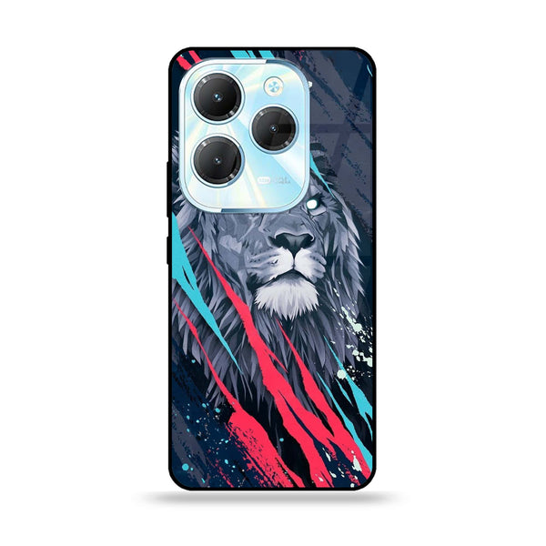 Infinix Hot 40 Pro - Abstract Animated Lion - Premium Printed Glass soft Bumper Shock Proof Case