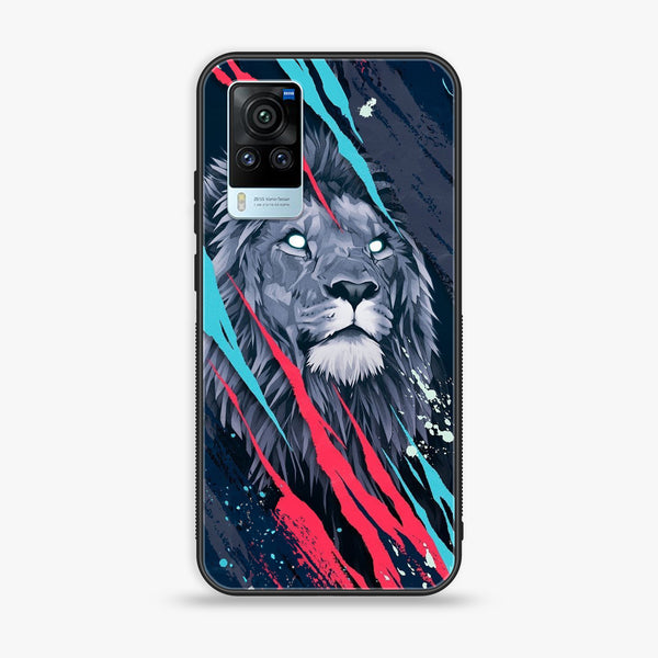 Vivo X60 Pro - Abstract Animated Lion - Premium Printed Glass soft Bumper Shock Proof Case