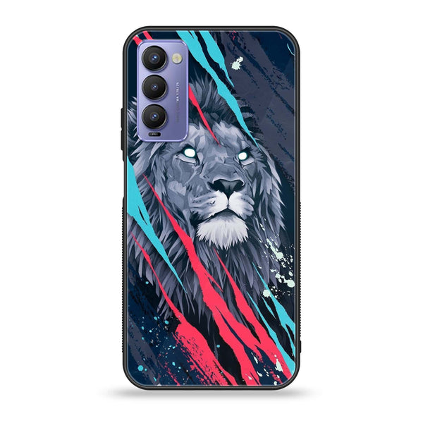 Tecno Camon 18 - Abstract Animated Lion - Premium Printed Glass soft Bumper Shock Proof Case