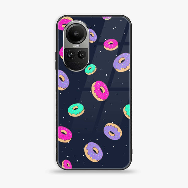 Oppo Reno10 Pro - Colorful Donuts - Premium Printed Glass soft Bumper Shock Proof Case