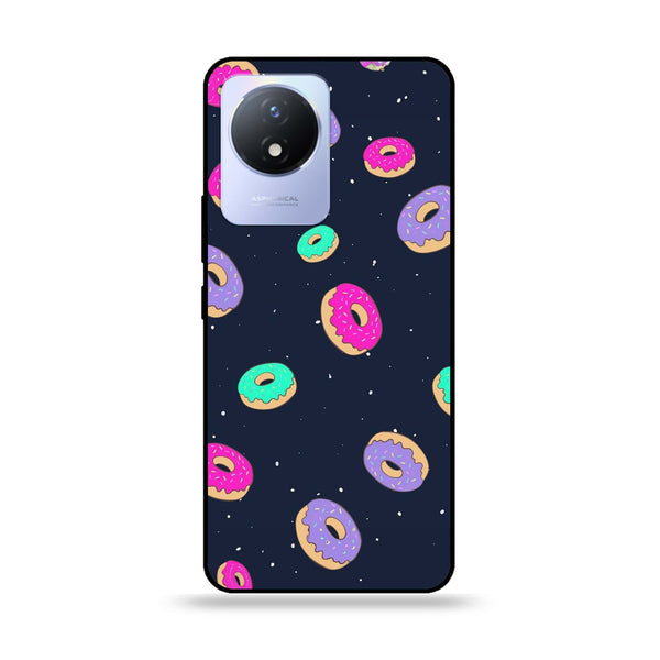 Vivo Y02 - Colorful Donuts - Premium Printed Glass soft Bumper Shock Proof Case