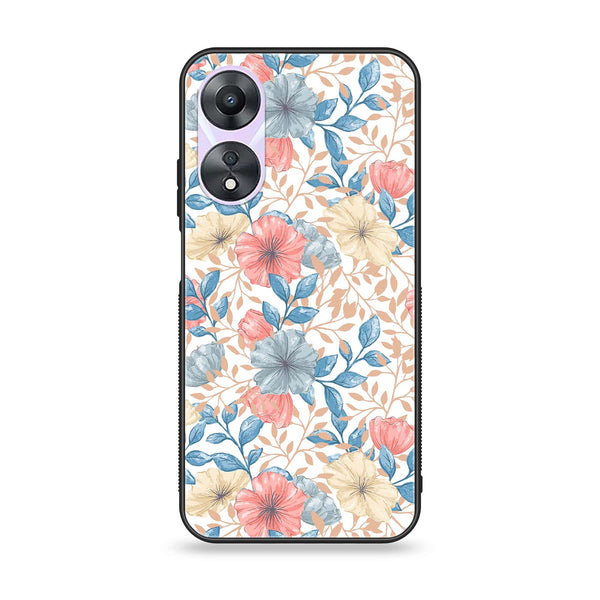 Oppo A58 - Seamless Flower - Premium Printed Glass soft Bumper Shock Proof Case
