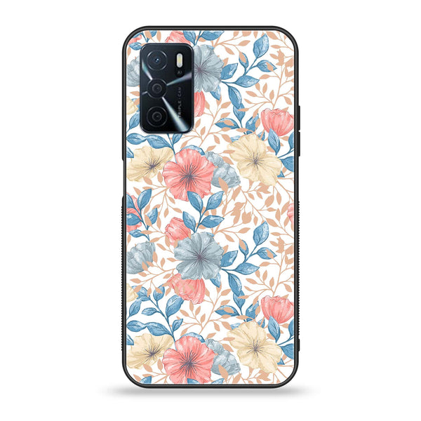 OPPO A16 - Seamless Flower - Premium Printed Glass soft Bumper Shock Proof Case