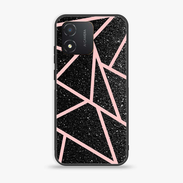 Honor X5 - Black Sparkle Glitter With RoseGold Lines - Premium Printed Glass soft Bumper Shock Proof Case