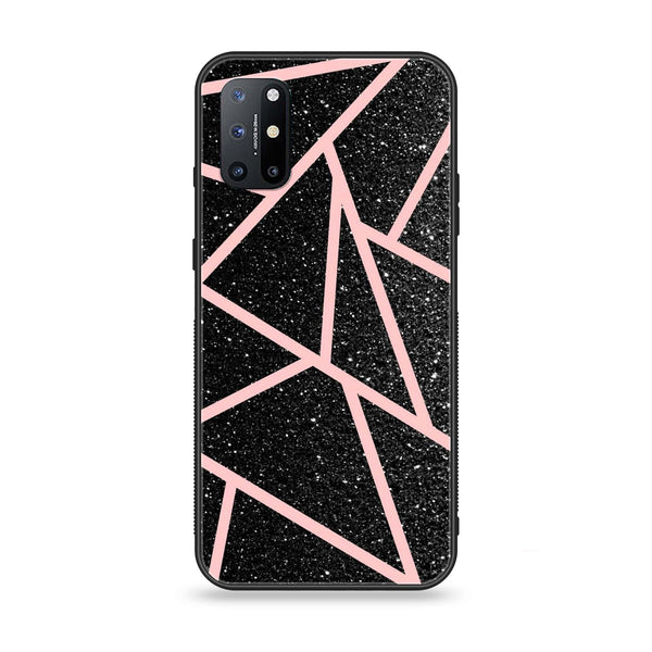 OnePlus 8T - Black Sparkle Glitter With RoseGold Lines - Premium Printed Glass soft Bumper Shock Proof Case
