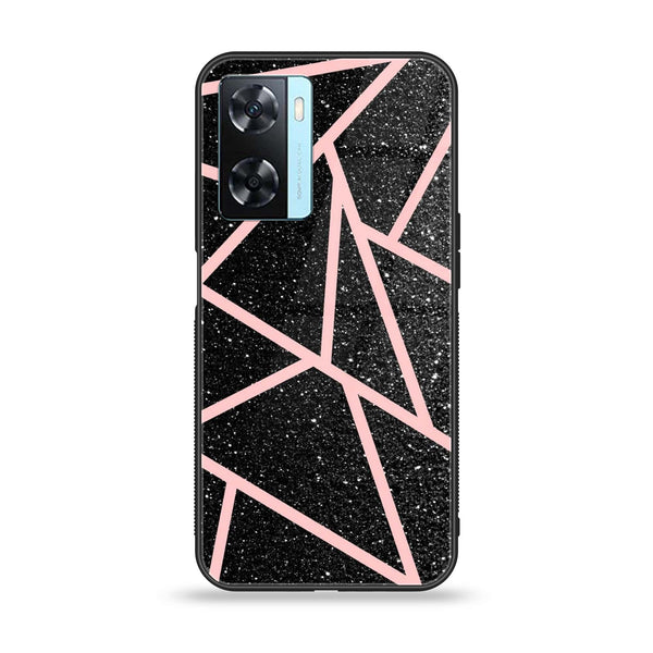 OnePlus Nord N20 SE - Black Sparkle Glitter With RoseGold Lines - Premium Printed Glass soft Bumper Shock Proof Case