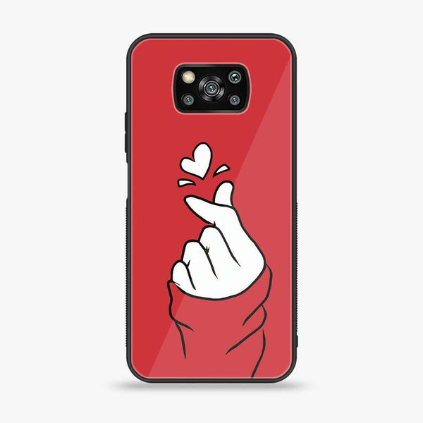 Xiaomi Poco X3 - Finger Heart BTS - Premium Printed Glass soft Bumper Shock Proof Case