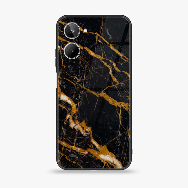 Realme 10 4G - Golden Black Marble - Premium Printed Glass soft Bumper Shock Proof Case