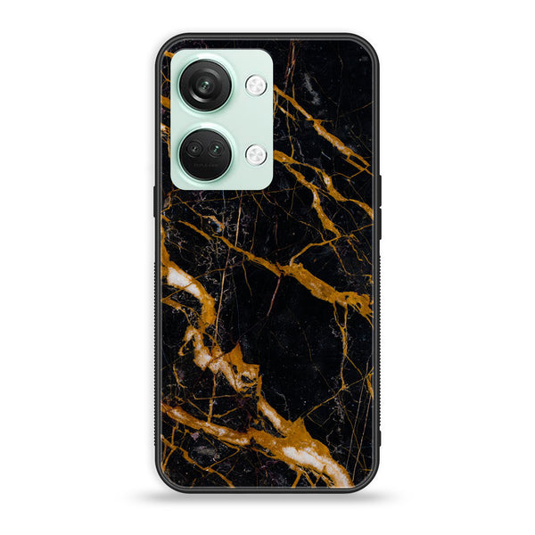OnePlus Nord 3 5G - Golden Black Marble - Premium Printed Glass soft Bumper shock Proof Case