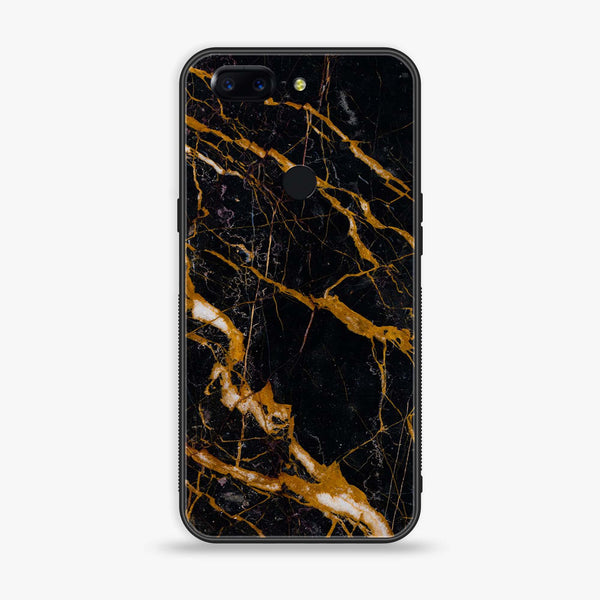 OnePlus 5T - Golden Black Marble - Premium Printed Glass soft Bumper Shock Proof Case