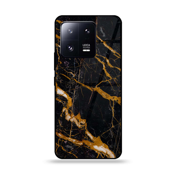 Xiaomi 13 Pro - Golden Black Marble - Premium Printed Glass soft Bumper Shock Proof Case