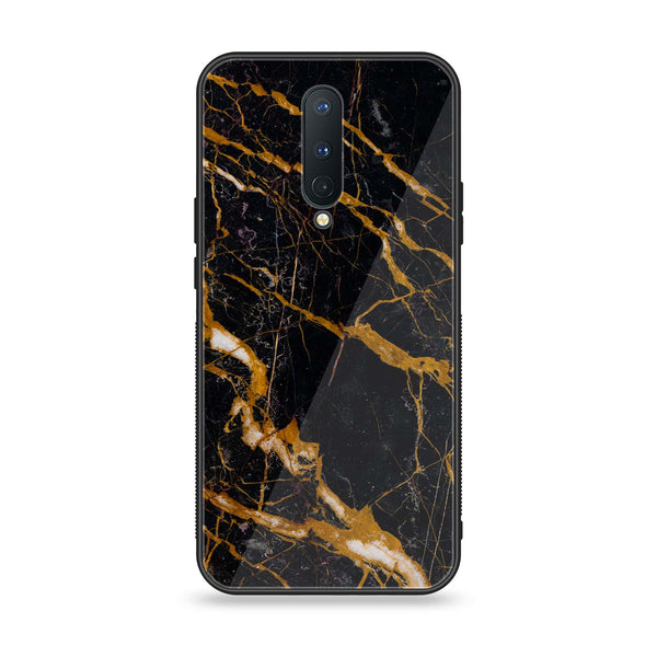 OnePlus 8 - Golden Black Marble - Premium Printed Glass soft Bumper Shock Proof Case