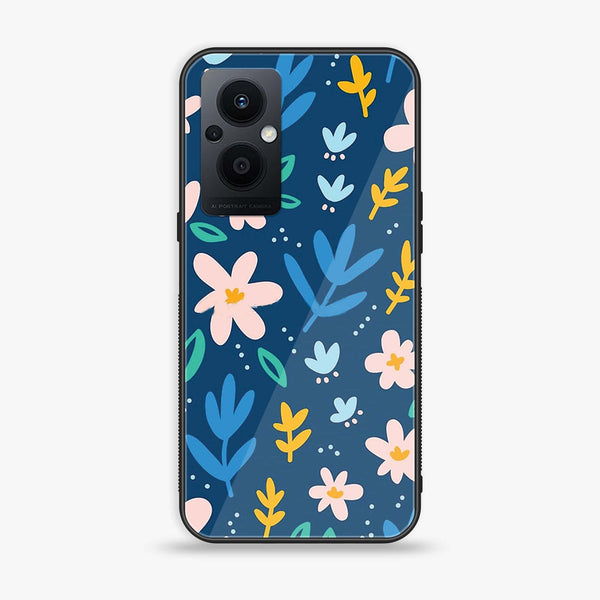 Oppo Reno 7z - Colorful Flowers - Premium Printed Glass soft Bumper Shock Proof Case