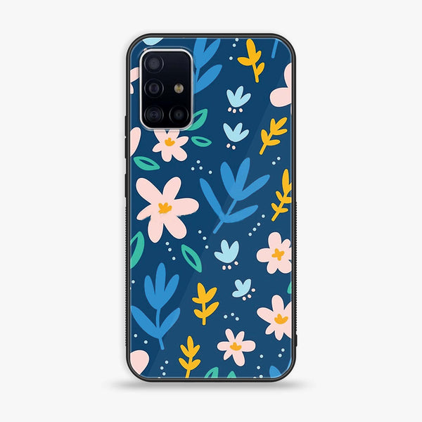 Samsung Galaxy A71 - Colorful Flowers - Premium Printed Glass soft Bumper Shock Proof Case