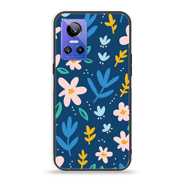 Realme GT Neo 3 - Colorful Flowers - Premium Printed Glass soft Bumper Shock Proof Case