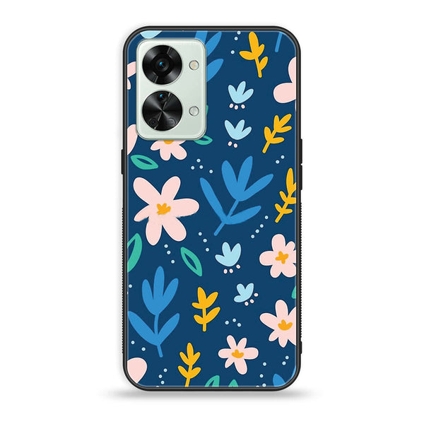 OnePlus Nord 2T 5G - Colorful Flowers - Premium Printed Glass soft Bumper Shock Proof Case