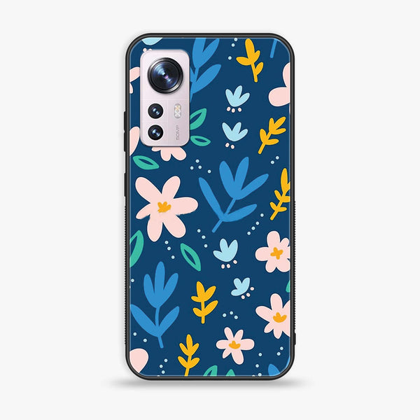 Xiaomi 12 - Colorful Flowers - Premium Printed Glass soft Bumper Shock Proof Case