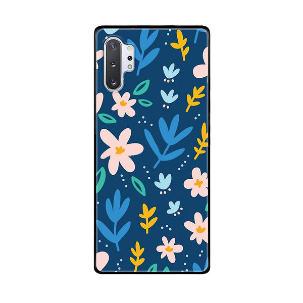 Samsung Galaxy Note 10 Plus - Colorful Flowers - Premium Printed Glass soft Bumper Shock Proof Case