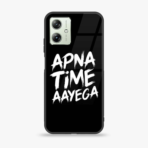 Motorola Moto G54 - Apna Time Ayega - Premium Printed Glass soft Bumper Shock Proof Case
