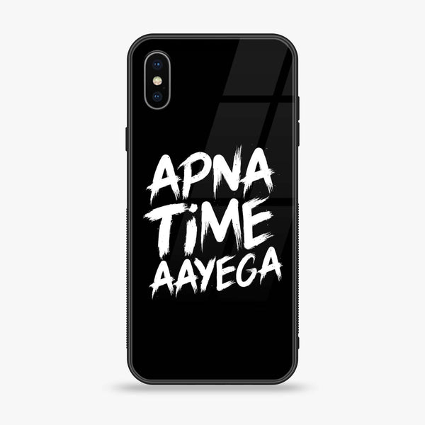 iPhone XS Max - Apna Time Ayega - Premium Printed Glass soft Bumper shock Proof Case
