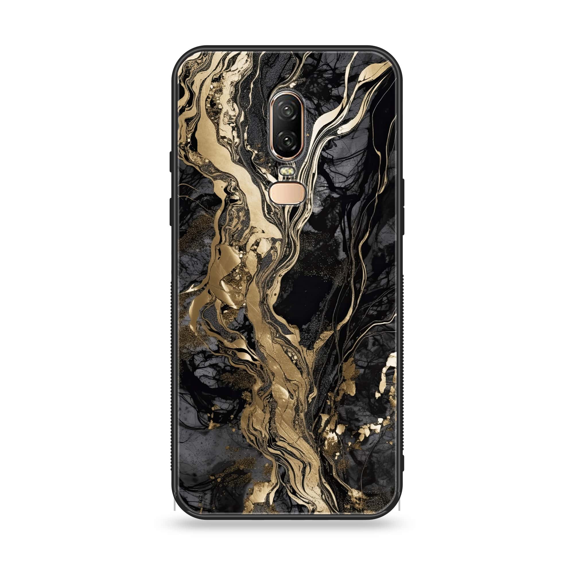 OnePlus 6 - Liquid Marble Series - Premium Printed Glass soft Bumper shock Proof Case