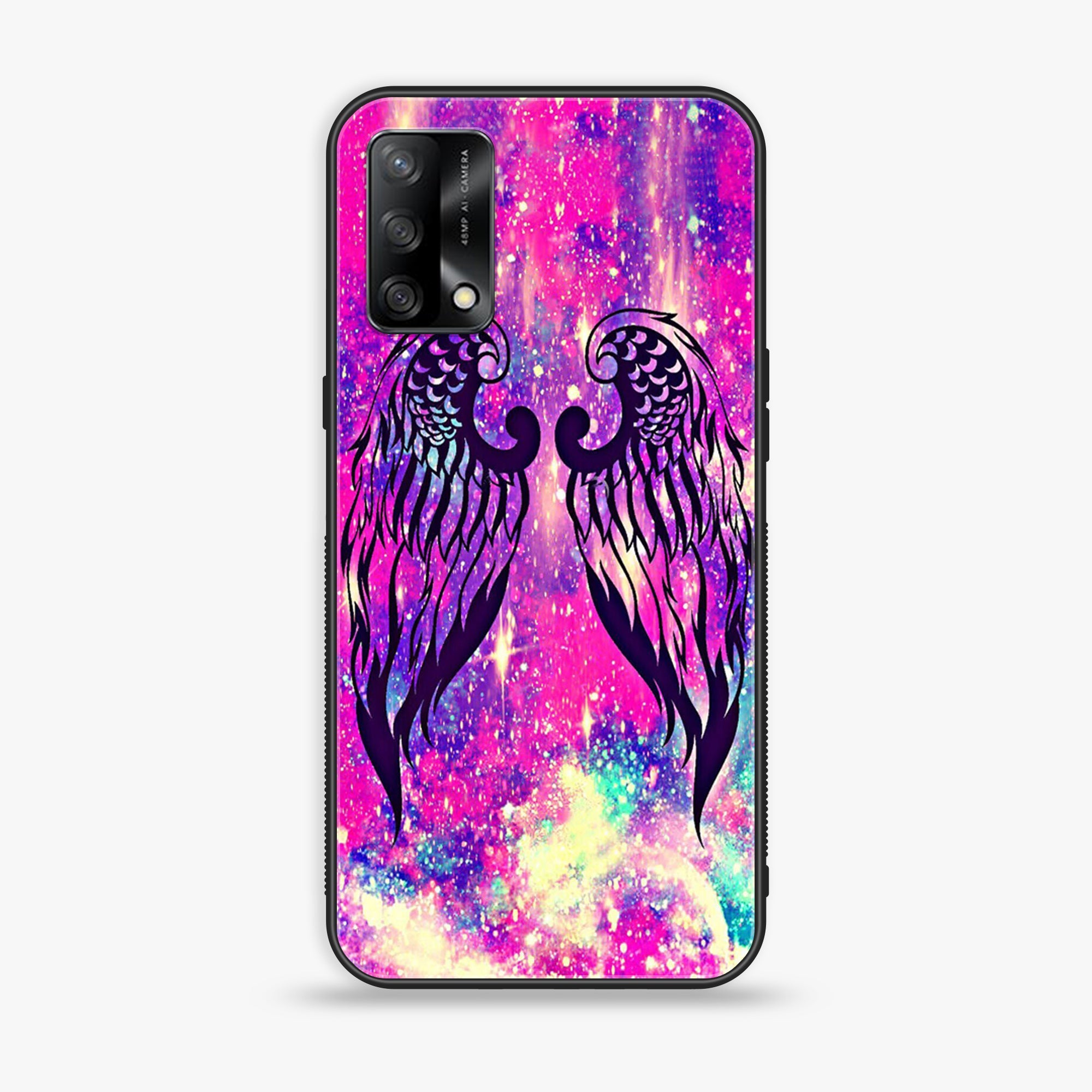Oppo F19- Angel Wings Series - Premium Printed Glass soft Bumper shock Proof Case