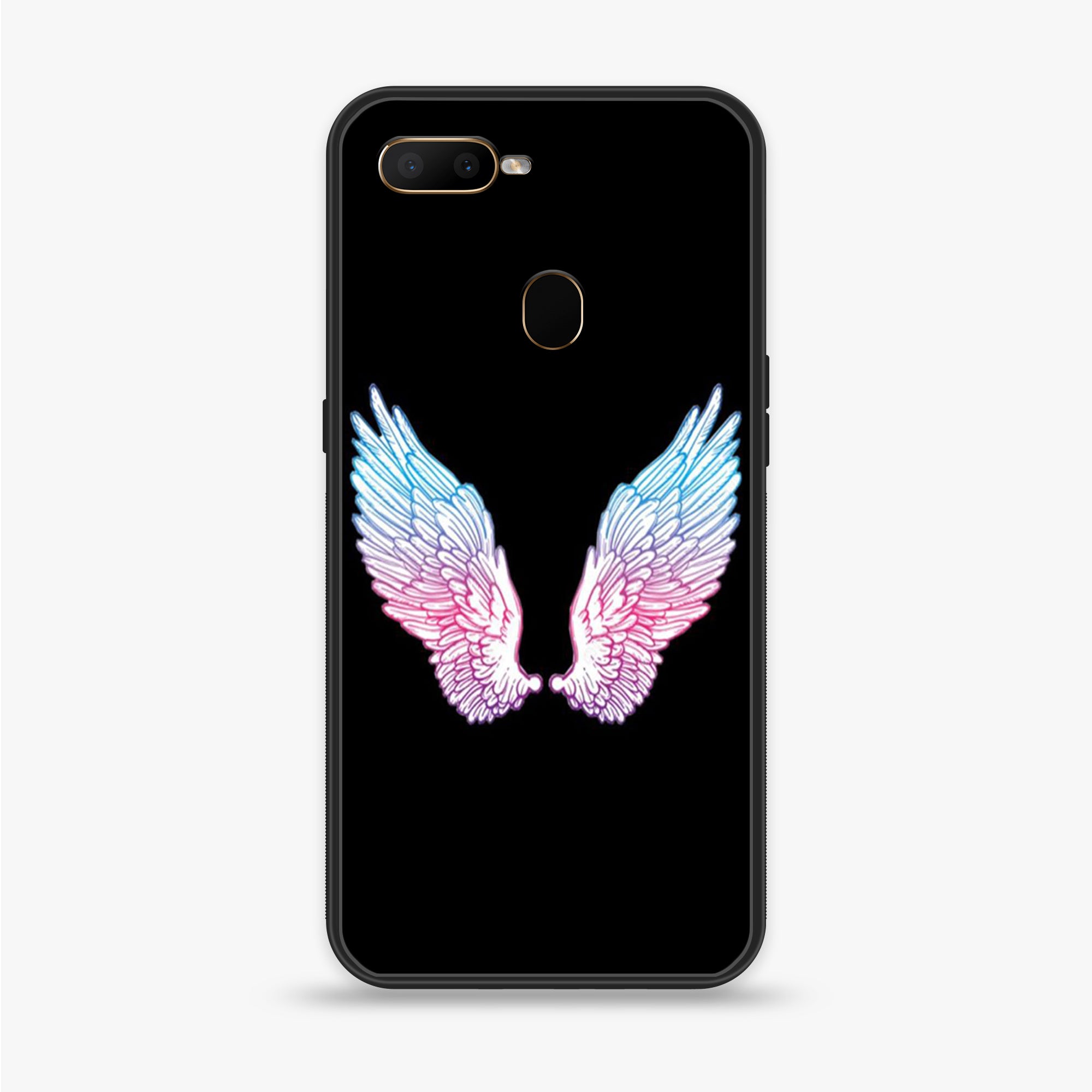 OPPO A5s - Angel Wings Series - Premium Printed Glass soft Bumper shock Proof Case